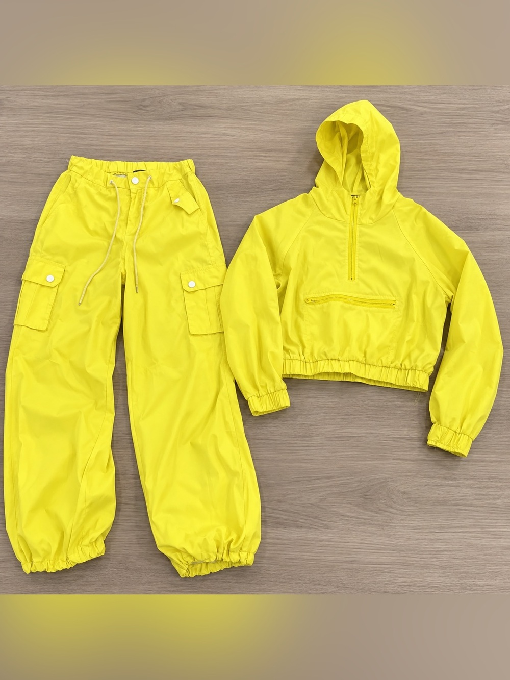 Fashion Nova Yellow Cargo Jogger 2 Piece Set Size S